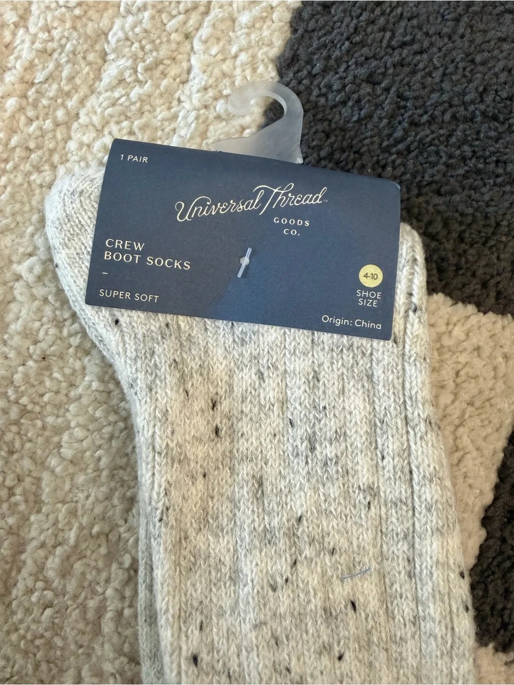 Universal Thread Cream Speckled Crew Boot Socks